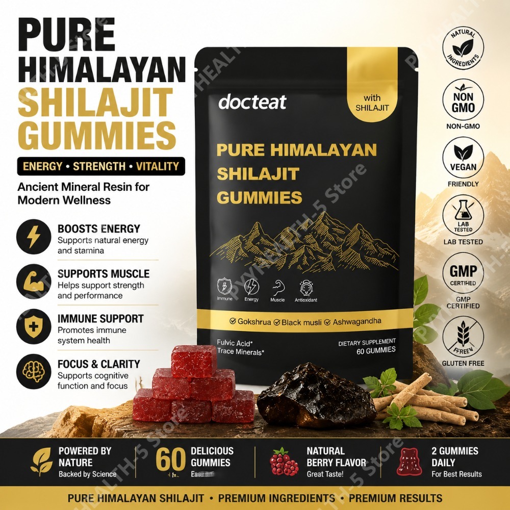 Herbal Wellness Supplement - Docteat Reine Himalaya-Shilajit-Gummis mit Ashwagandha Natürliches