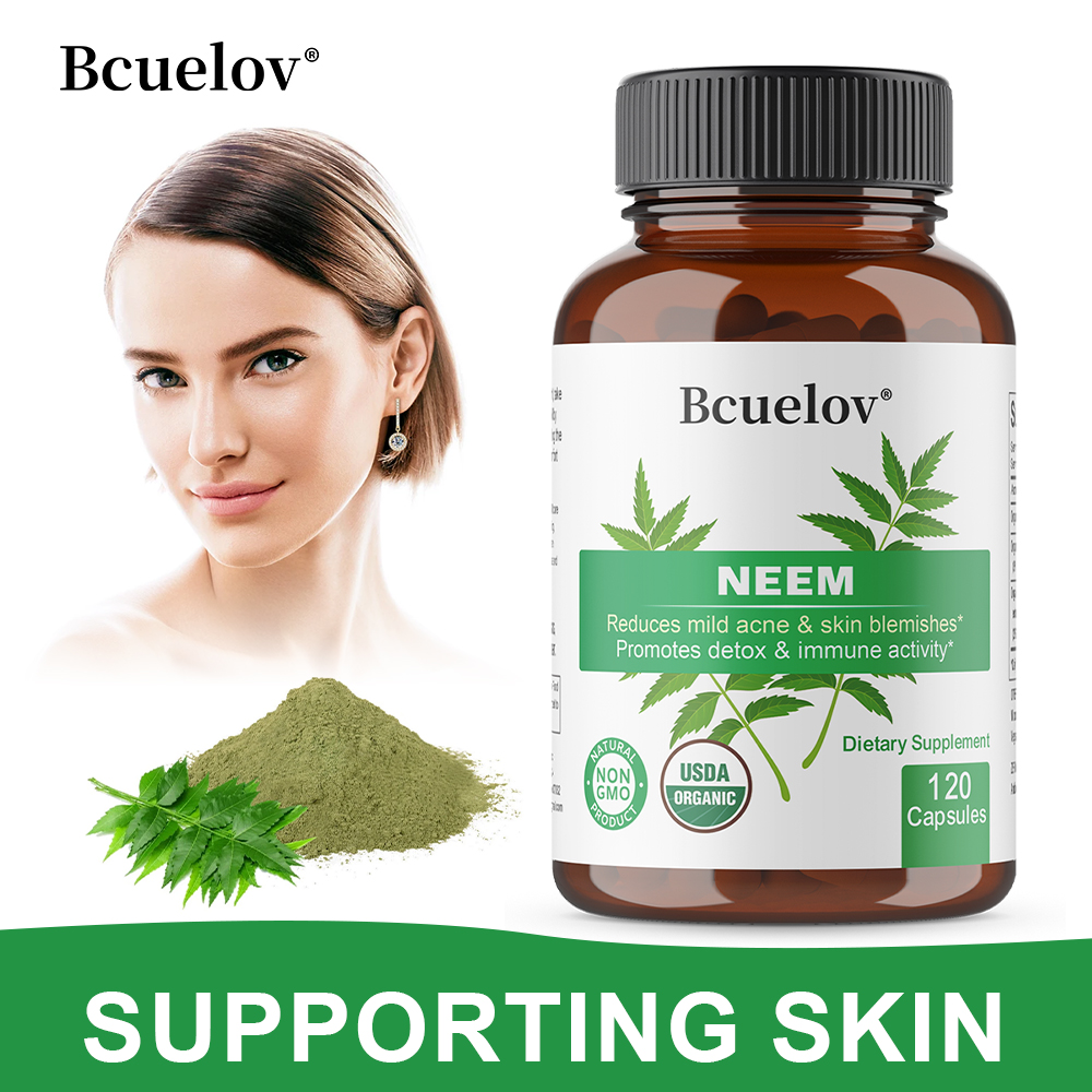 Herbal Wellness Supplement - Bio-Neemblatt-Kapseln, Pflanzliches Antioxidans-Nahrungsergänzungsmittel für Klare Haut,
