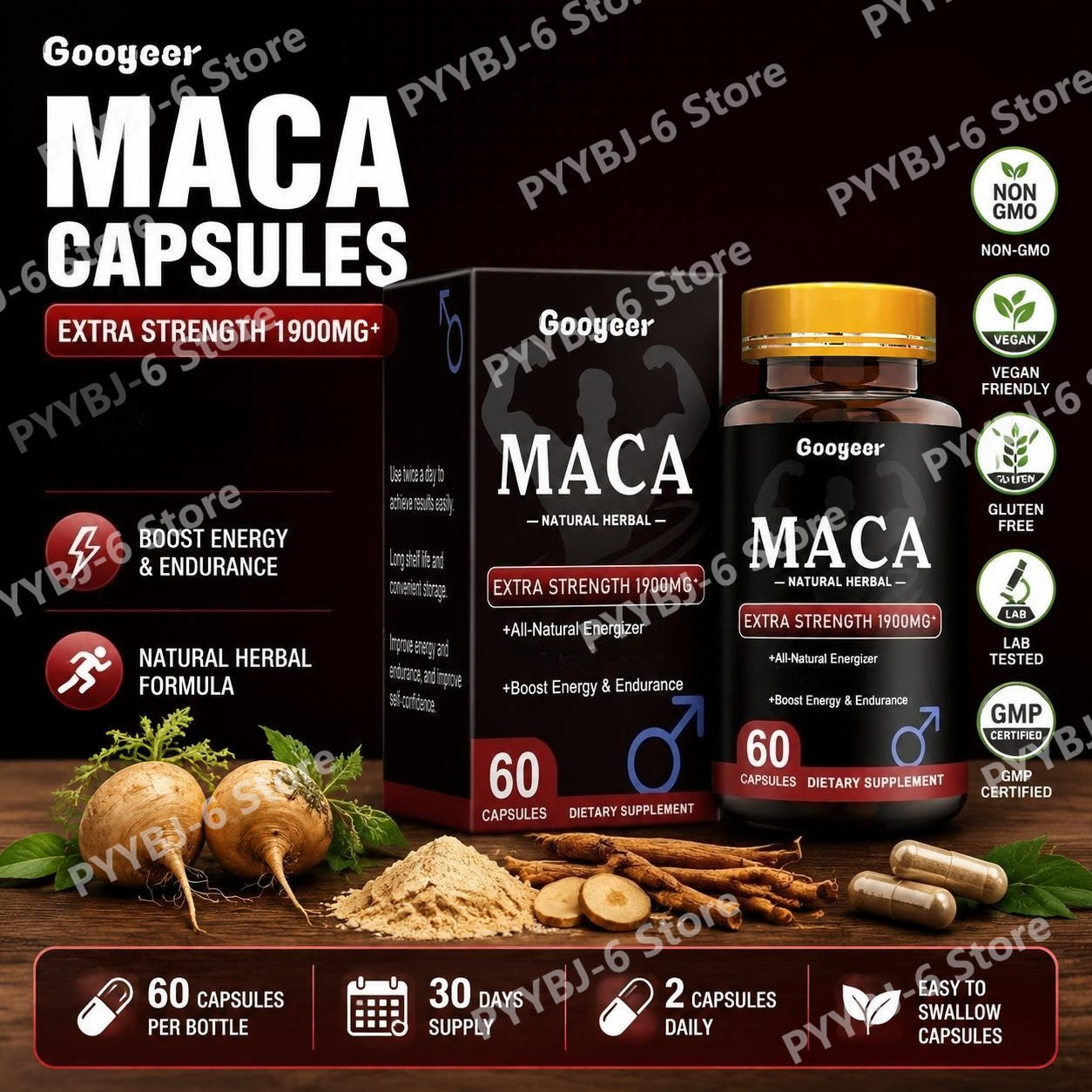 Valerian Root Capsule - Googeer Maca-Kapseln mit Maca, Panax Ginseng