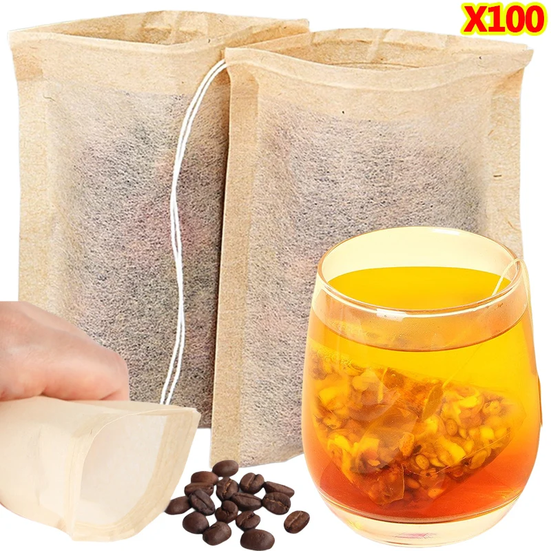 Herbal Wellness Supplement - 100 Stück Teebeutel mit Kordelzugfilter, leere