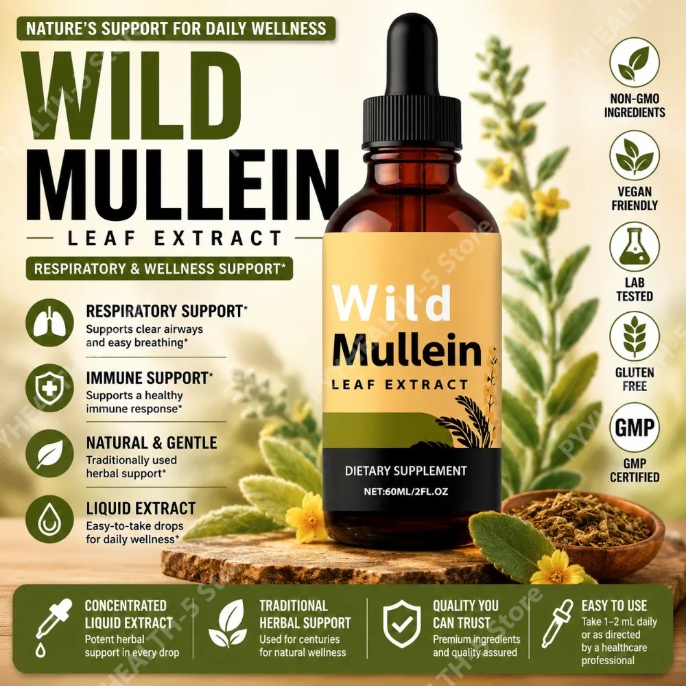 Herbal Wellness Supplement - Wild-Mullein-Blätter-Tropfen mit Ingwer, Bromelain und Zitronenschale